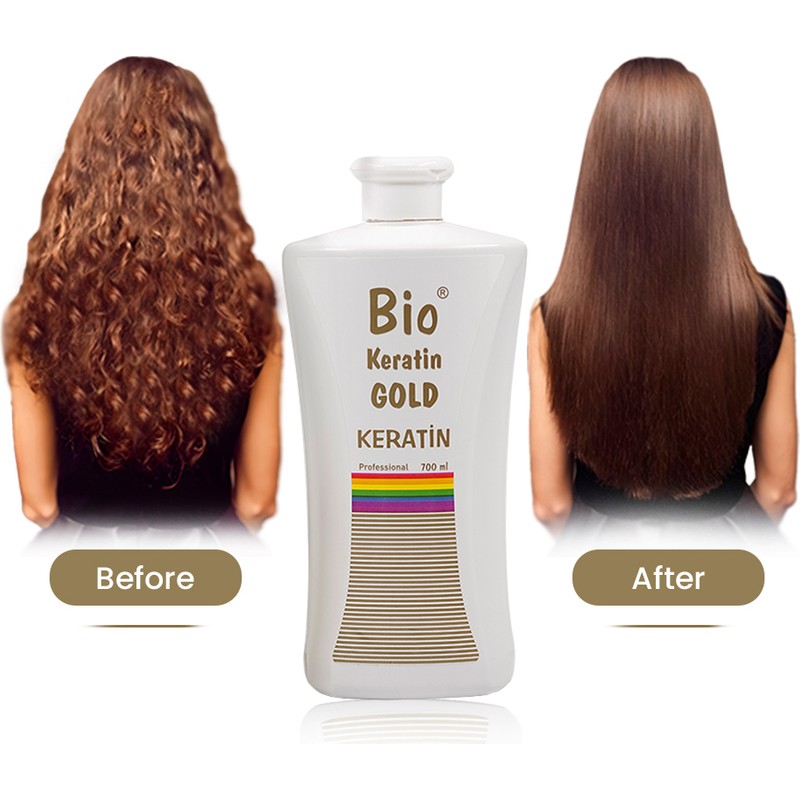Bio Keratin Gold 700 ml Brezilya Fönü Keratini Krem Tüm Saçlar İçin Düzleştirici Etkili