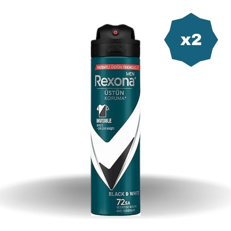 Rexona Deo Men Adv Invisible Black&white Spr: 150 ml - 2 Adet