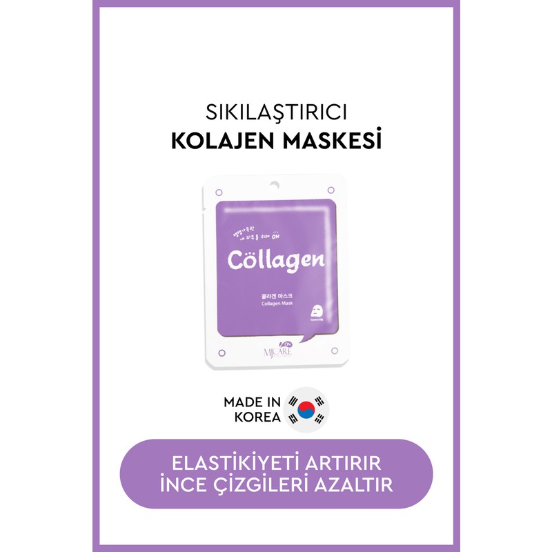 MjCare Kolajen İçeren Kağıt Yüz Maskesi 8 ml Sıkılaştırıcı Nemlendirici Tüm Cilt Tipleri İçin Tek Kullanımlık