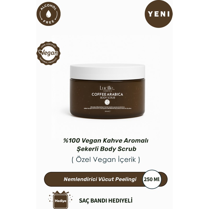 Lucille Kahve Aromalı Sıkılaştırıcı ve Arındırıcı Vegan Vücut Peelingi 250 gr