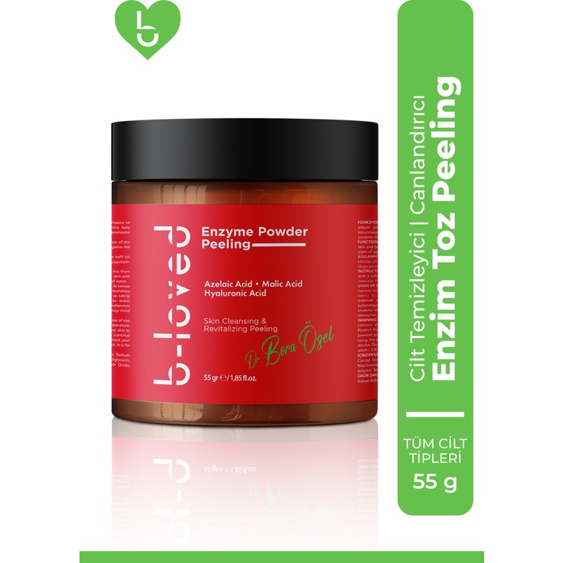 B-LOVED Siyah Nokta Karşıtı Azelaik Asit ve Hyaluronik Asit Içeren Yüz Canlandırıcı Enzim Peeling-55 G