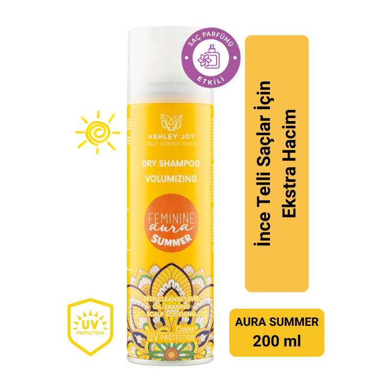 Ashley Joy Feminine Aura Summer UV Koruma Ekstra Hacim Kuru Şampuan 200 ml Portakal Çiçeği Saç Parfümü Etkili