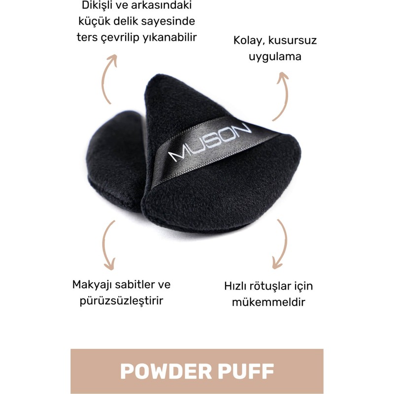Muson Powder Puff Siyah Renkli Makyaj Süngeri Kolay ve Kusursuz Uygulama İçin Tasarlandı
