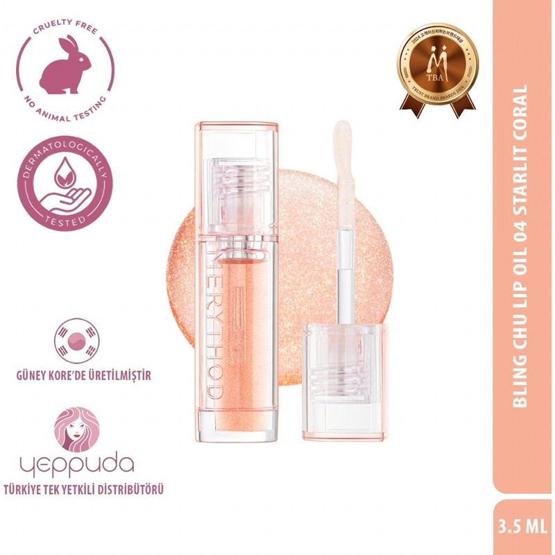 Merythod Bling Chu Lip Oil 04 Starlit Coral - Besleyici ve Nemlendirici Renkli Dudak Yağı