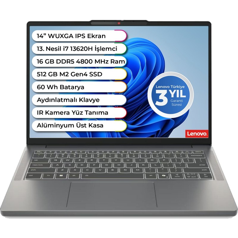 Lenovo Ideapad Slim 3 14IRH10 Intel I7 13620H Ddr5 16 GB 512 GB Freedos 14 Inç Aydınlatmalı Klavye 83K0002ATR Taşınabilir Bilgisayar - En Uygun Fiyatlarla Piinti'de
