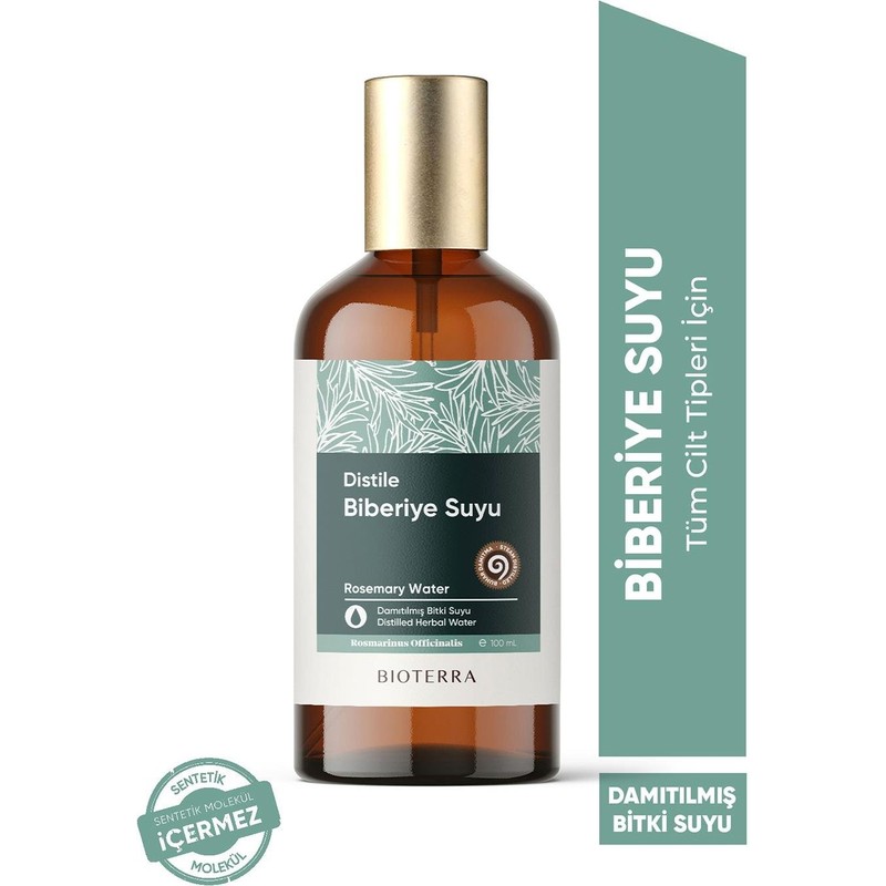 Bioterra Biberiye Suyu Saç ve Cilt Toniği 100 ml Cam Şişe – Canlı Saçlar ve Sıkı, Sağlıklı Cilt İçin Günlük Doğal Bakım