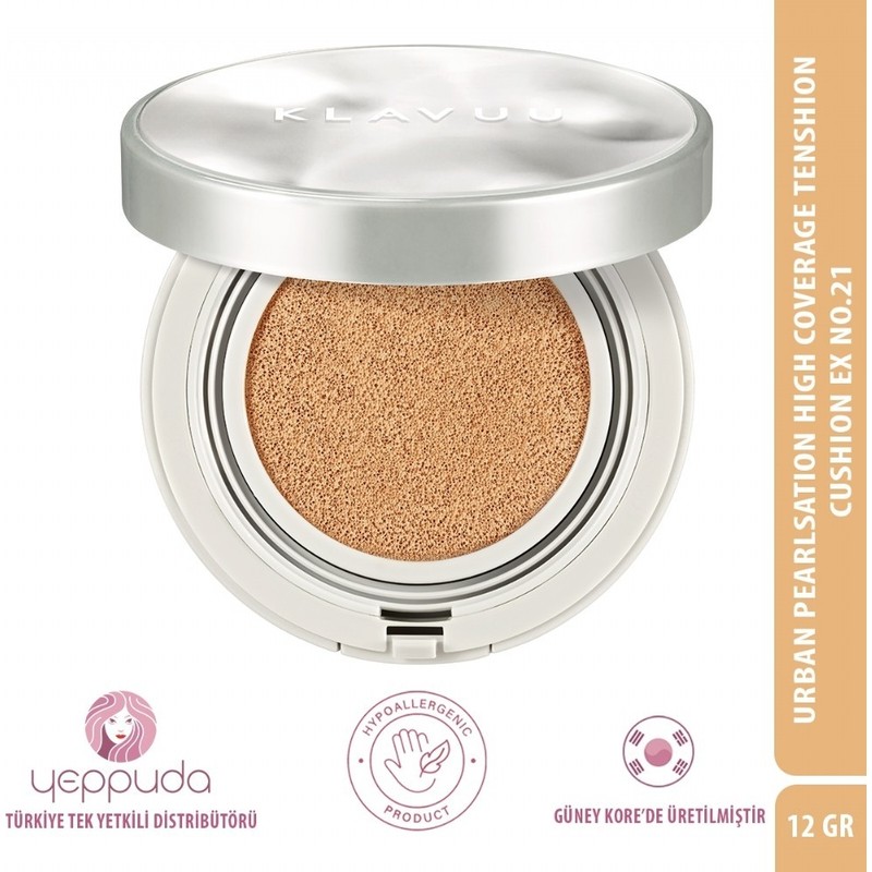 Klavuu Urban Pearlsation High Coverage Tenshion Cushion Ex No. 21 SPF50+PA++++ - Yüksek Kapatıcı Cushion Fondöten