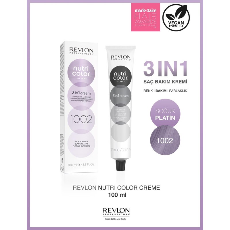 Revlon Nutri Color Filters 1002 Pearl – Platin ve Soğuk Sarı Saçlar İçin Parlaklık Veren ve Renk Yenileyici Saç Maskesi 100 ml