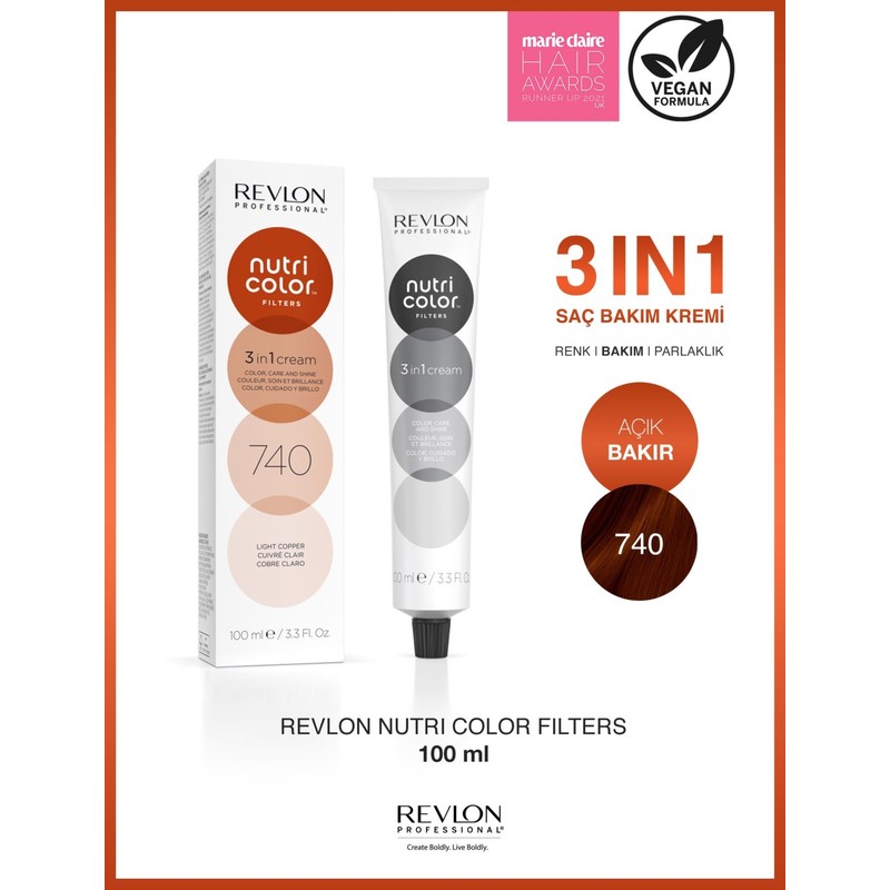 Revlon Nutri Color Filters 740 Light Copper Golden Blonde – Açık Bakır ve Altın Sarısı Tonları İçin Renk Yenileyici Saç Maskesi 100 ml