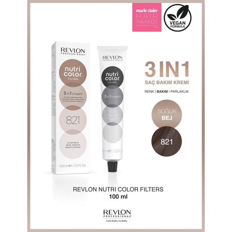 Revlon Nutri Color Filters 821 Silver Beige – Gümüş Bej Tonları İçin Renk Yenileyici ve Parlaklık Veren Saç Maskesi 100 ml