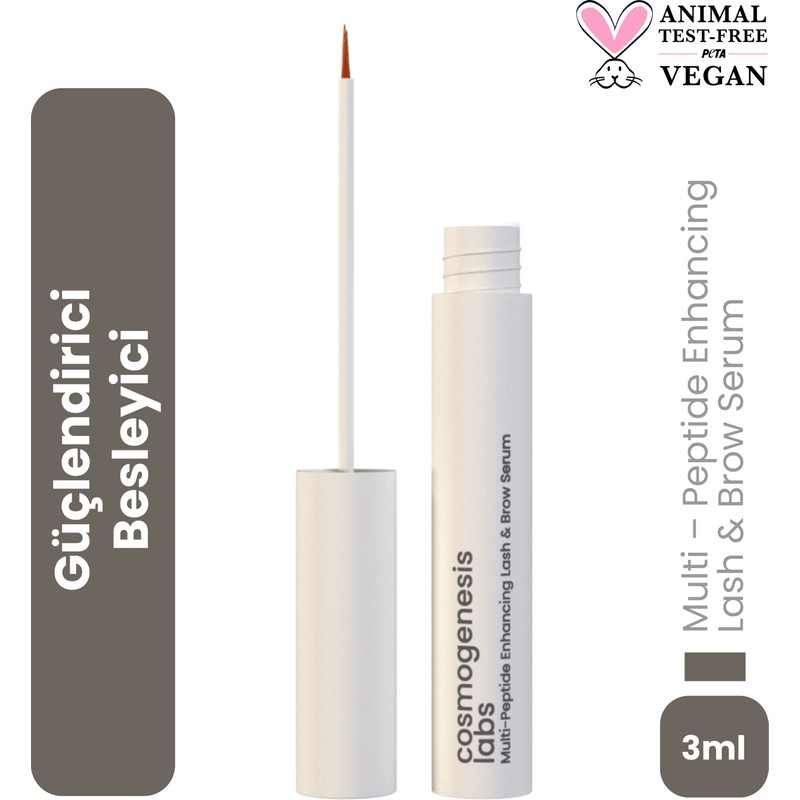 Cosmogenesis Labs Kaş Kirpik Canlandırıcı Serum 3ml – Su Bazlı Besleyici Dolgunlaştırıcı Vegan (%1 Biotin- %1 Peptit)