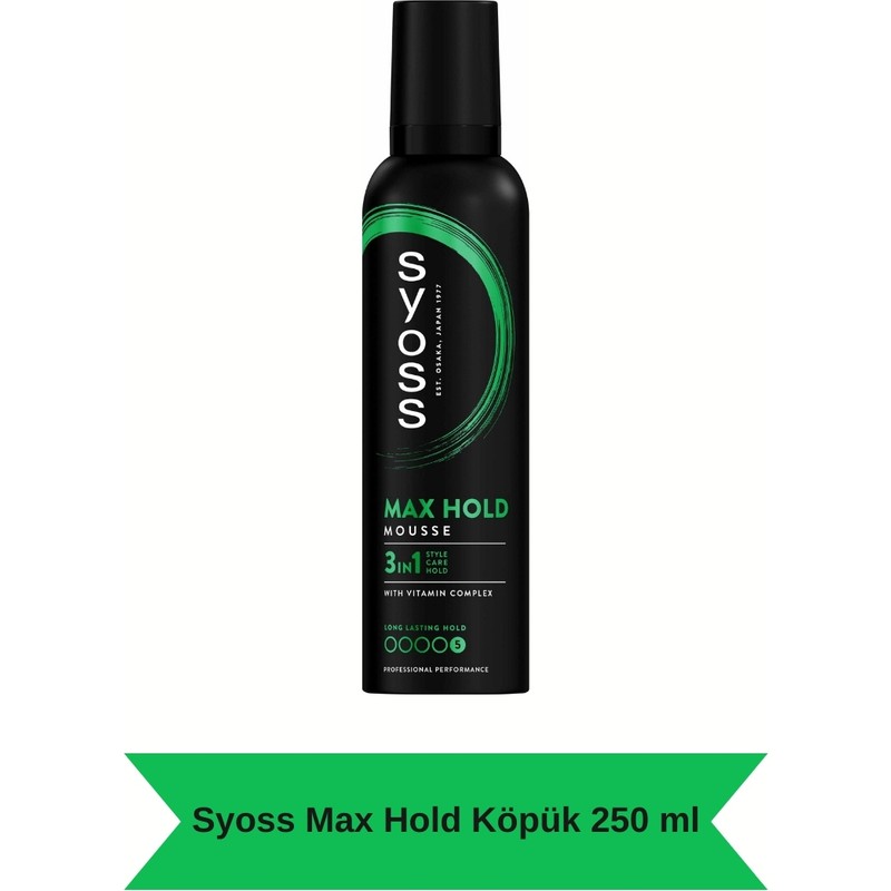 Syoss Max Hold Saç Köpüğü 250 ml – 48 Saat Ekstra Güçlü Tutuş, Elektriklenme Karşıtı, Vitamin Kompleksli, Tüm Saç Tiplerine Uygun