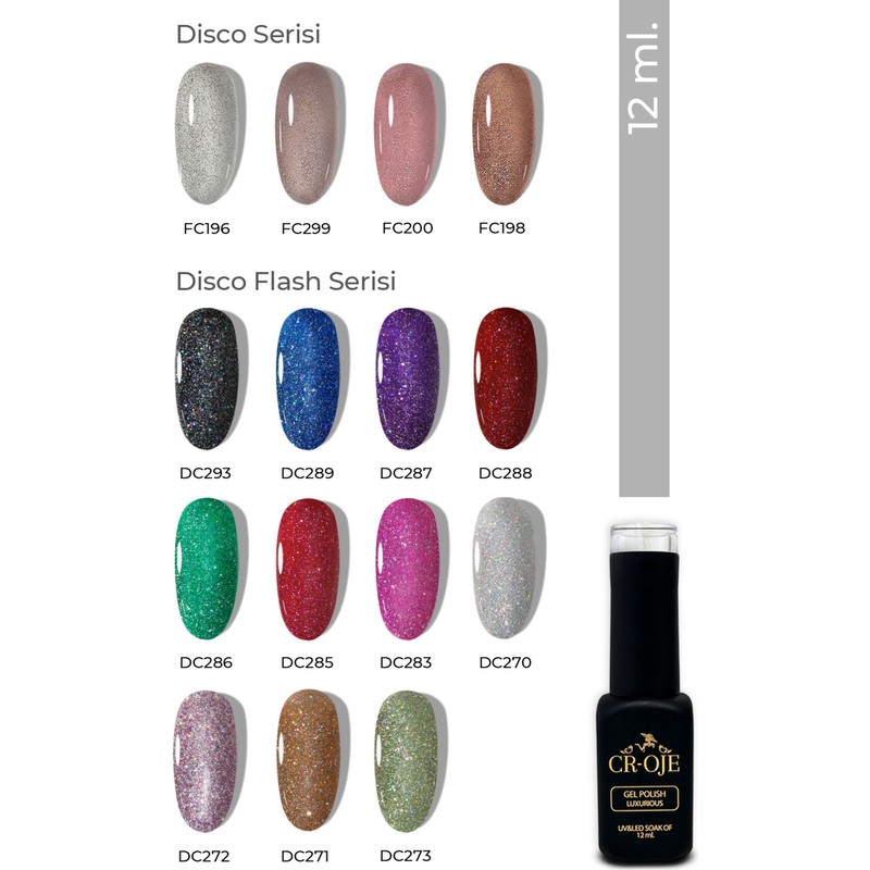 Cr-Oje Kalıcı Oje 12 ml Disco/flash Kalıcı Oje Seti