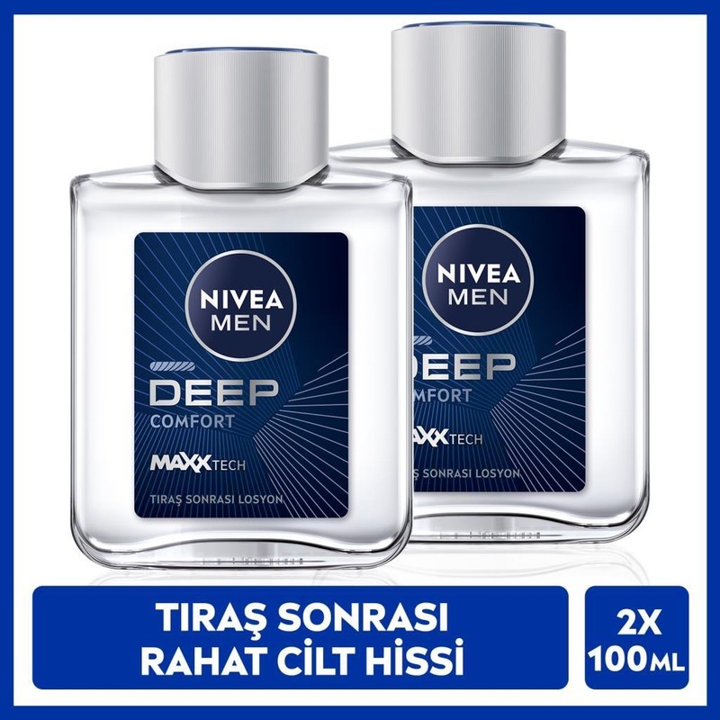 Nivea Men Erkek Tıraş Sonrası Losyon Deep Dimension Comfort 100 ML, Erkeksi Koku, Tahriş Karşıtı, X2 Adet