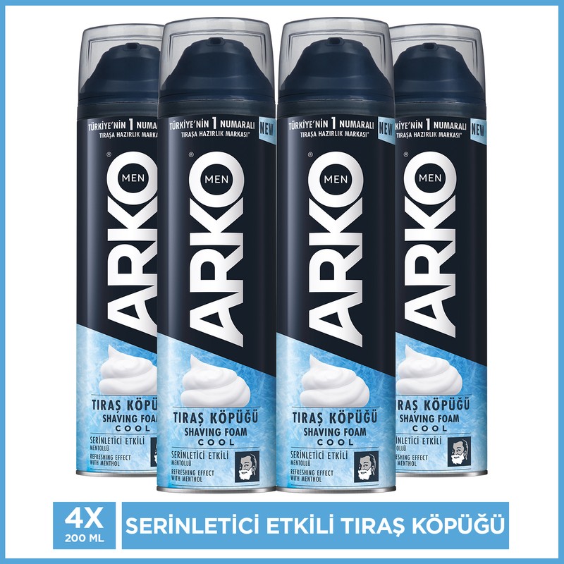 Arko Men Cool Erkek Tıraş Köpüğü 4'lü Paket 200 ml