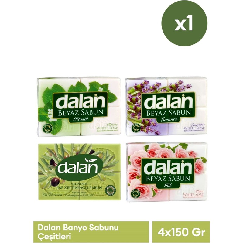 Dalan Banyo Sabunu 4 x 150 Gr( Gül + Lavanta + Zeytinyağlı + Klasik )