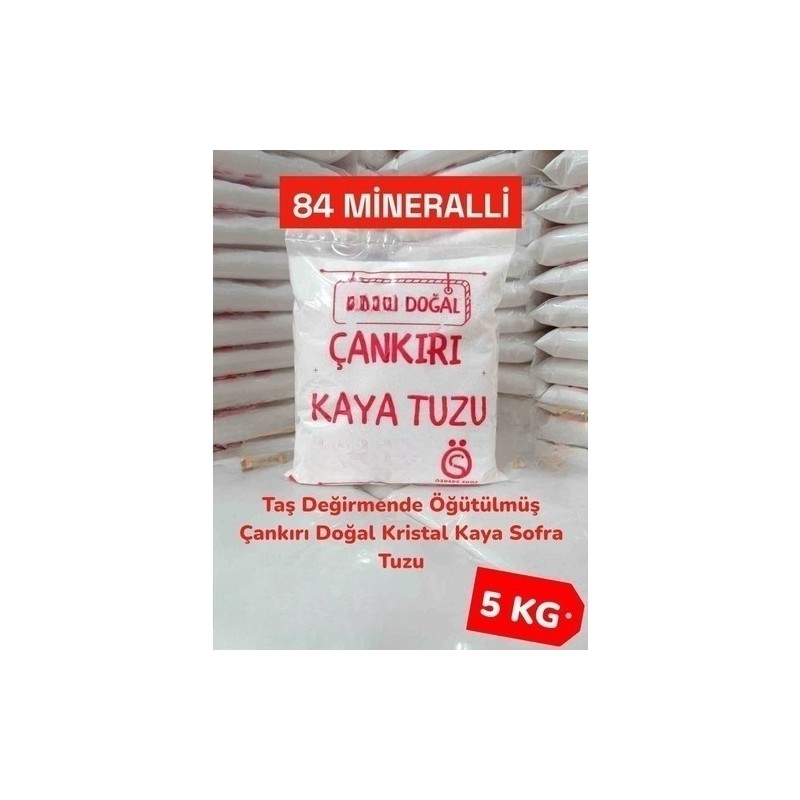 DURMİTTA Çankırı Doğal Kristal Kaya Tuzu 5 kg Türkiye Menşeli 84 Mineralli Sofra Tuzu