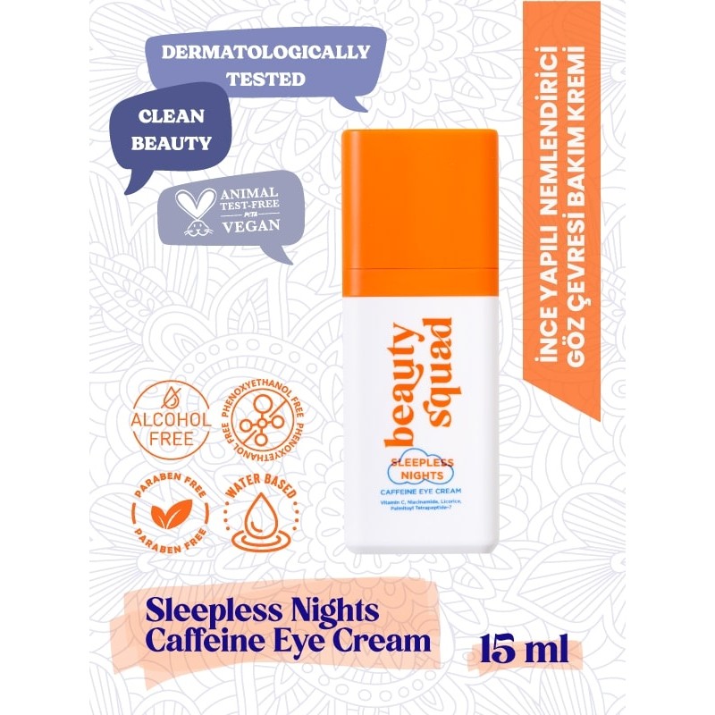 Beauty Squad Kafein İçeren Aydınlatıcı ve Nemlendirici Göz Çevresi Kremi 15 ml / Brightening&Hydrating Eye Cream