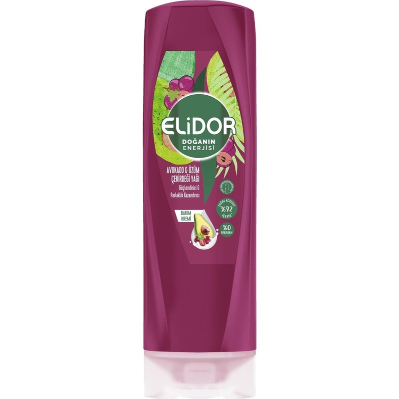 Elidor Doğanın Enerjisi Kalın ve Gür Avokado ve Üzüm Çekirdeği Yağı Bakım Kremi 1 Paket (1 x 350 ml)