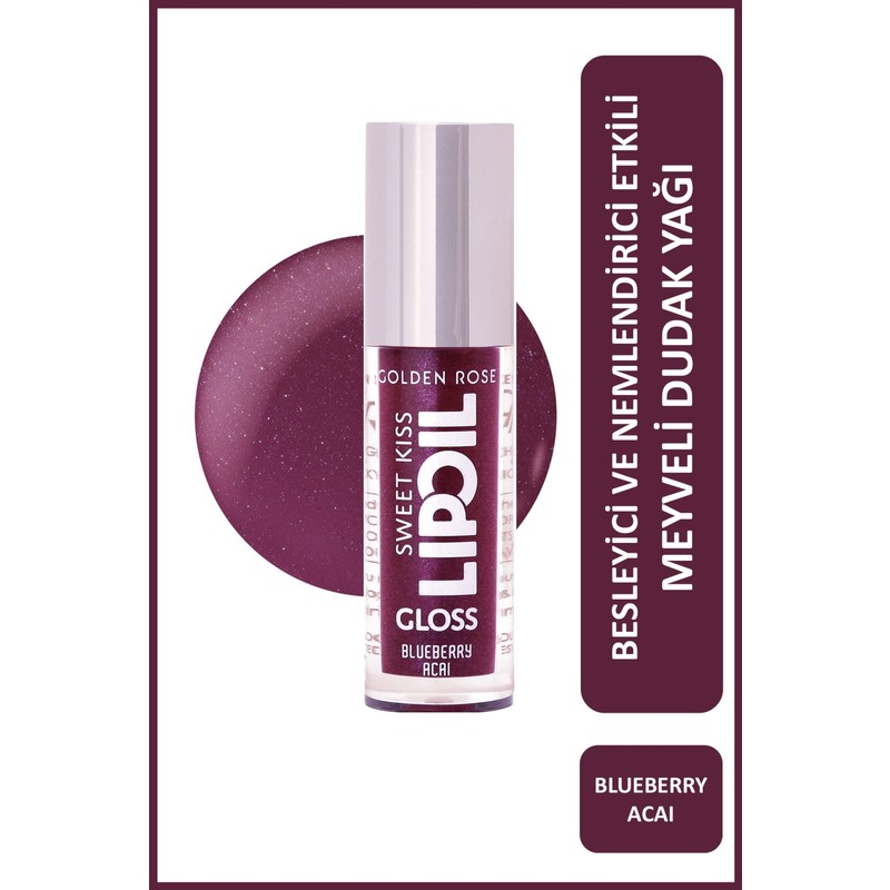 Golden Rose Sweet Kiss Lip Oil Gloss No: 07 Blueberry Acai - Besleyici Dudak Yağı ve Parlatıcı