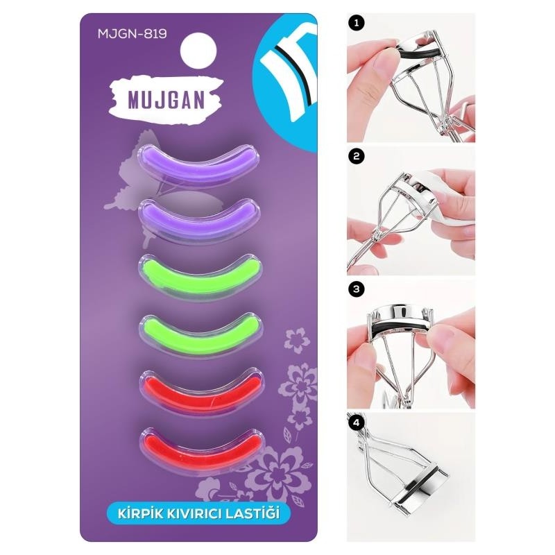 MUJGAN Mor Renkli Kirpik Kıvırıcı Yedek Lastikleri Suya Dayanıklı Pratik Kullanım