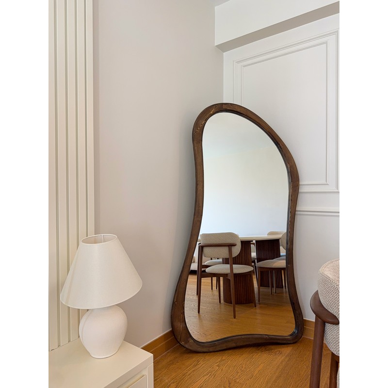 Effe Yapı Dekor DOĞAL AHŞAP ÇERÇEVELİ 180X100 CM ( CEVİZ ) AYAKLI BOY AYNASI