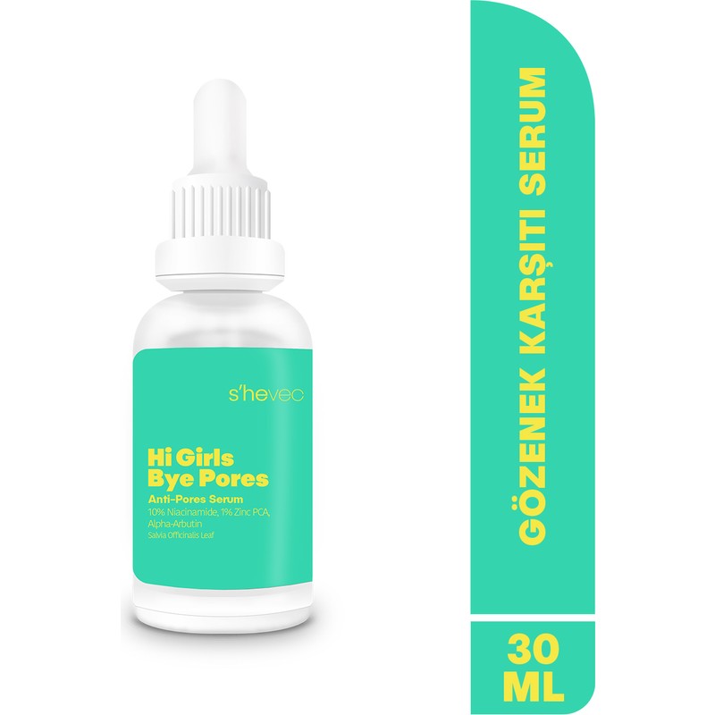 S'hevec S'he Vec Gözenek Sıkılaştırıcı ve Leke Karşıtı Niasinamid Vegan Serum 30 ml Hi Girls Bye Pores