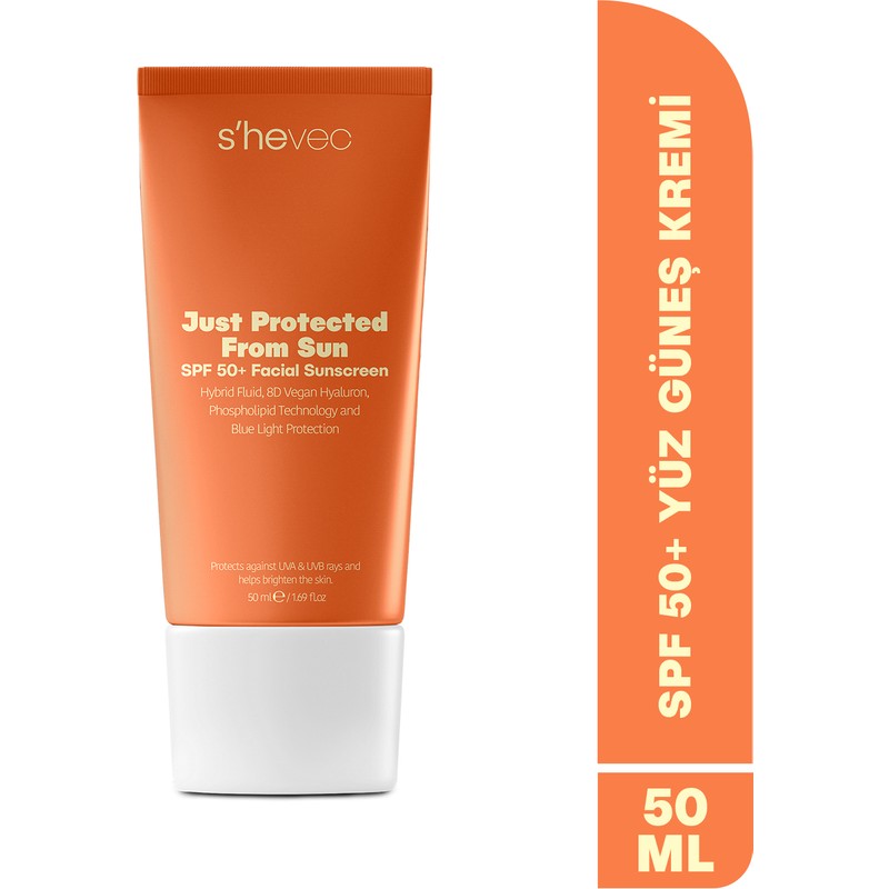 S'hevec S'he Vec Nemlendirici ve Aydınlatıcı Yüksek Korumalı Vegan Güneş Kremi SPF50+ 50 ml Just Protected From Sun
