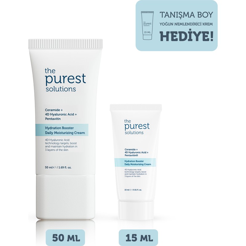 The Purest Solutions Yoğun Nemlendirici Krem Cilt Bakım Seti 50 ml + 15 ml Tanışma Boy Vegan Formül