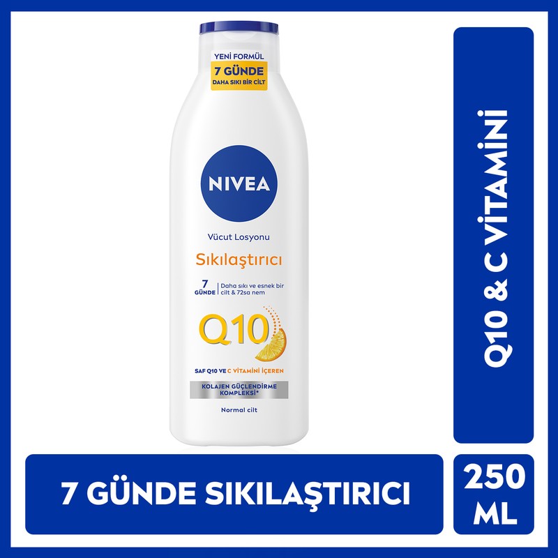 Nivea Vücut Losyonu Q10 + C Vitamini 250ml, 48 Saat Vücut Nemlendirme, 10 Günde Sıkılaşma, Normal Ciltler için, Vücut Bakım