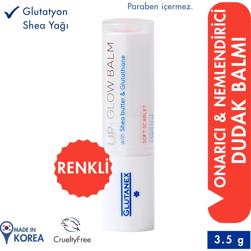 Glutanex Dudak Balmı Soft Scarlet 3.5 g Onarıcı ve Nemlendirici Özellikli Kırmızı Renkli