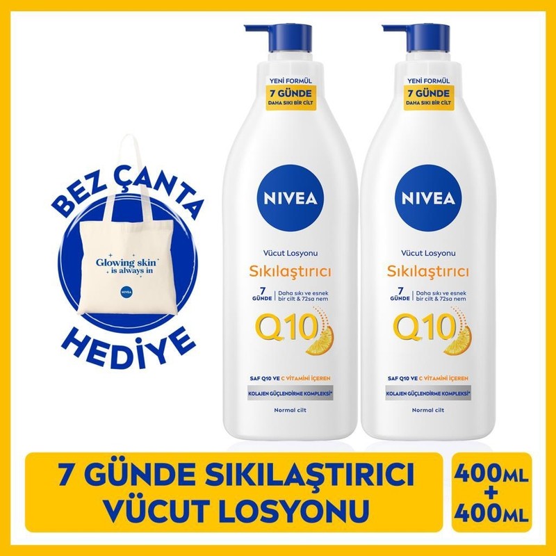 Nivea 400 ml x 2 Adet Q10 Vücut Losyonu Sıkılaştırıcı Etki ile Tüm Cilt Tiplerine Uygun