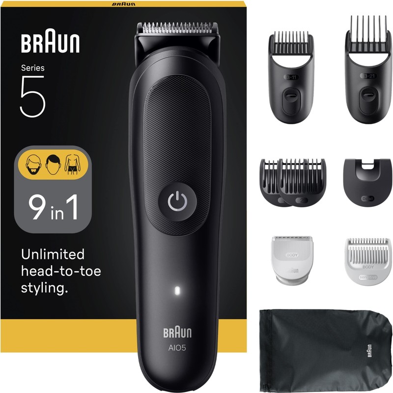 Braun Hepsi Bir Arada Series 5, 9’u 1 Arada Tıraş Kiti, Keskin Bıçak, Vücut Tıraşı AIO5540