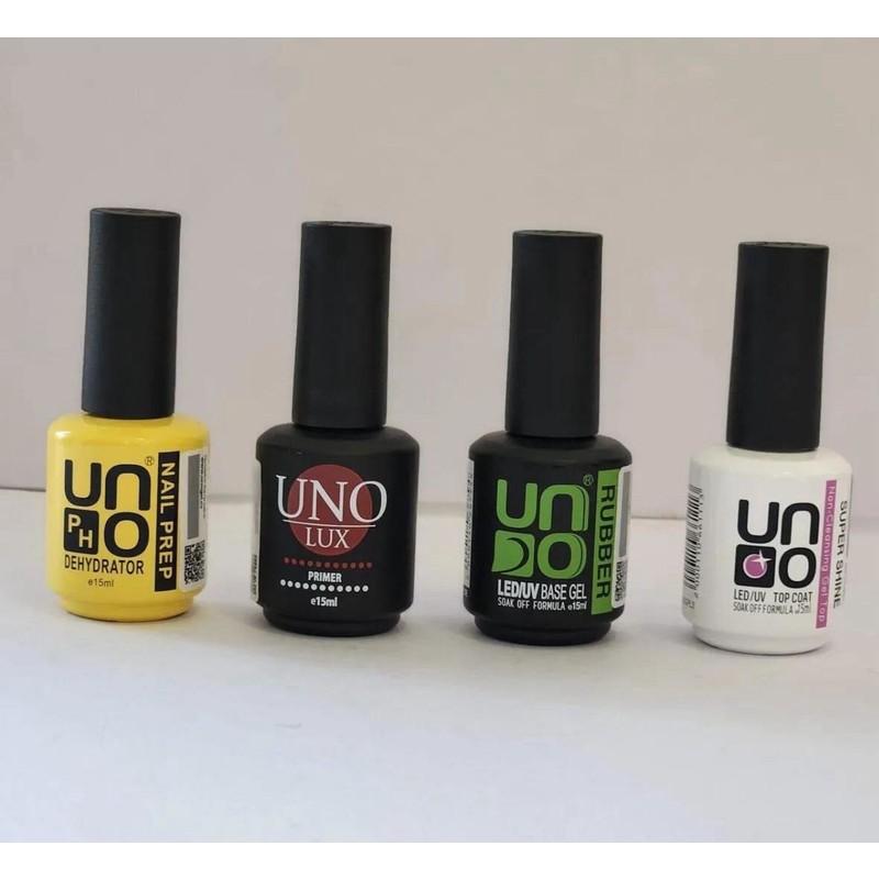 UNO Kalıcı Oje 4'lü Set Dehidratör-Acid Primer-Rubber Base-Top Coat-15 ml