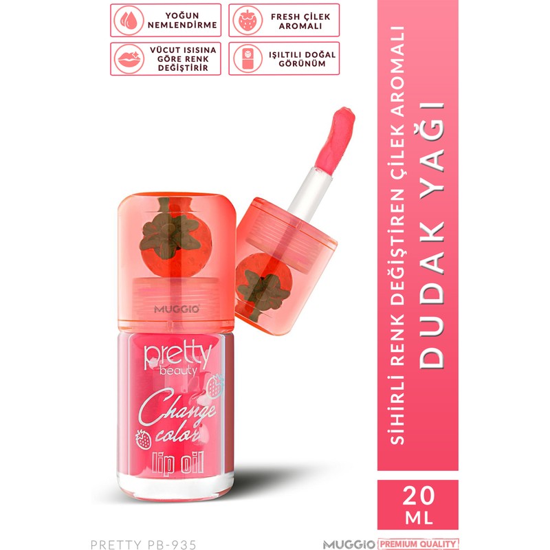 Muggio Sihirli Renk Değiştiren Lip Oil Dudak Yağı Çilek Aromalı Yoğun Nemlendirme