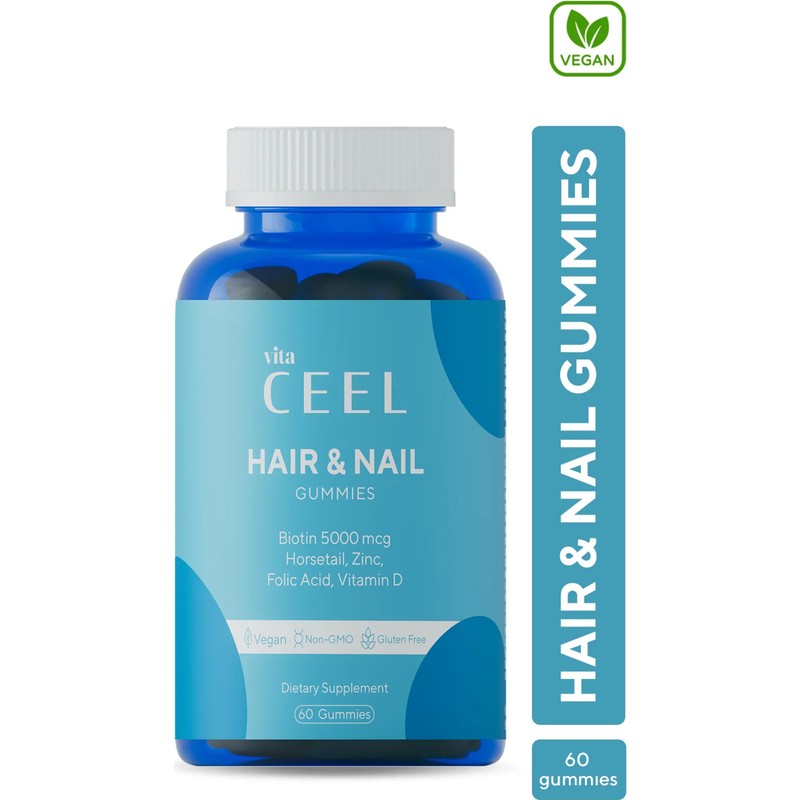 Vita Ceel Saç Tırnak Vitamini Çiğnenebilir Vegan Gummy Biotin 5000, Vitamin D, Çinko, Folik Asit, At Kuyruğu