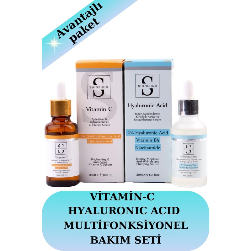 Shinehub C-Vitamin & Hyaluronic Acid Multifoksiyonel Cilt Bakım Serum Seti