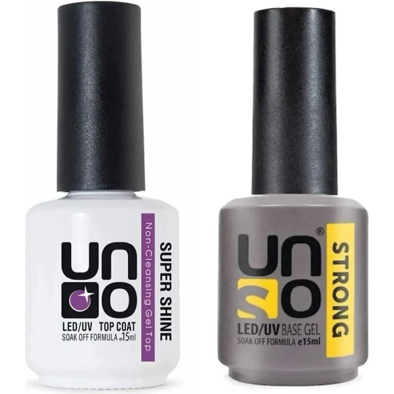 UNO Top Coat 15 ml Super Shıne+Strong Base Coat 15 ml 2'li Set