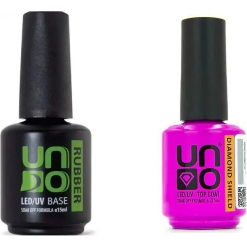 UNO Diamond Shıeld Top Coat 15 ml+Rubber Base Coat 15 ml 2'li Set