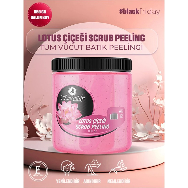 Smoothly 800 gr Lotus Çiçeği Özlü Canlandırıcı & Yumuşatıcı Vücut Bakım Peelingi Cilt İçin Etkili