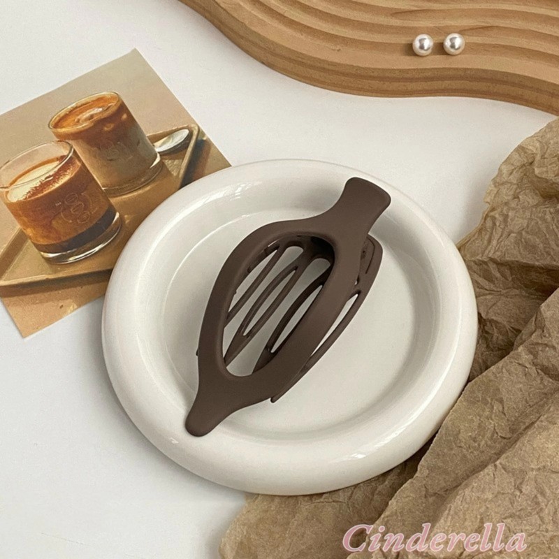 Cinderella Fransız Stil Balık Sırtı Kadın Saç Topuz Tokası Kahve - Güçlü Tutan Kavisli Klips Pens Toka