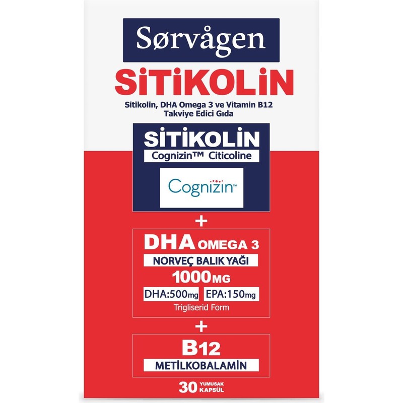 Sorvagen Smart Sitikolin Omega 3 İçeren Takviye Edici Gıda 30 Kapsül