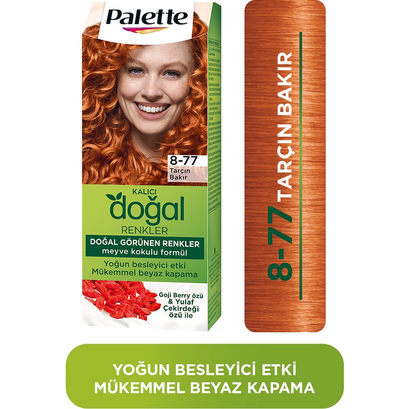 Palette Kalıcı Doğal Renkler 8-77 Tarçın Bakır Goji Berry Özü Saç Boyası
