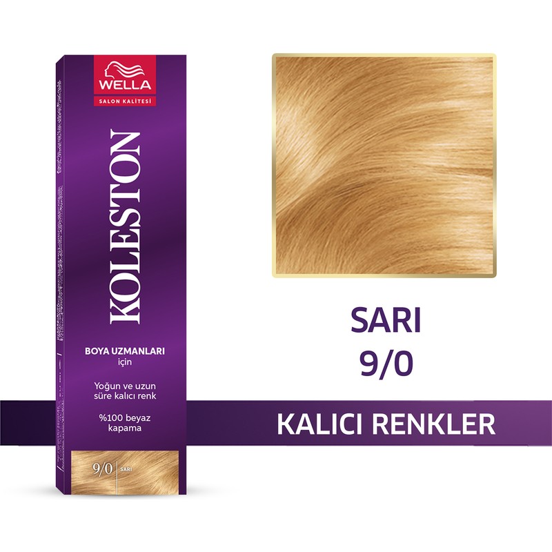 Wella Koleston 9/0 Sarı Amonyaksız Krem Saç Boyası Uzun Süre Kalıcı Etki
