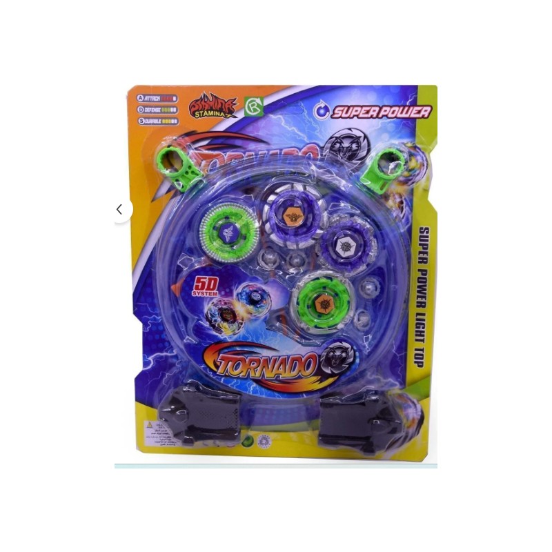 Original Super Power 4 Metal Topaç 2 Fırlatıcı ve Arena Seti