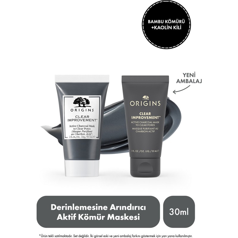 Origins Clear Improvement Aktif Kömürlü Gözenek Sıkılaştırıcı ve Arındırıcı Yüz Maskesi 30 ml
