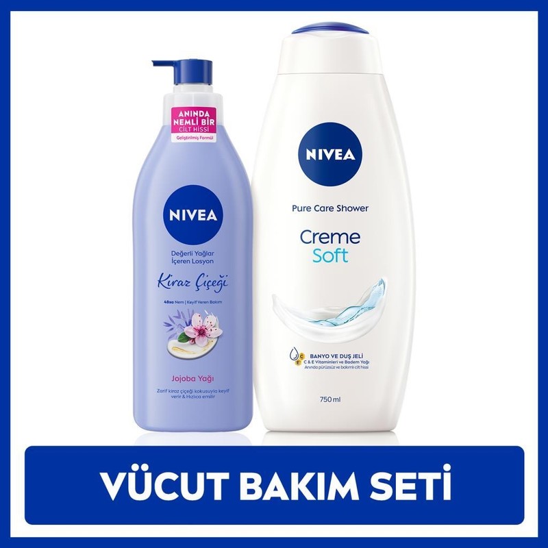 Nivea Creme Soft Kremsi Dokunuş Duş Jeli 750ML ve Değerli Yağlar Içeren Nemlendirici Vücut Losyonu 400ML
