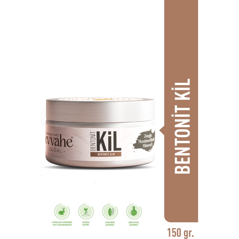 Evvahe Doğal Bentonit Kil Onarıcı Etkiyle Tüm Cilt Tiplerine Uygun 150 gr Zengin Mineralli