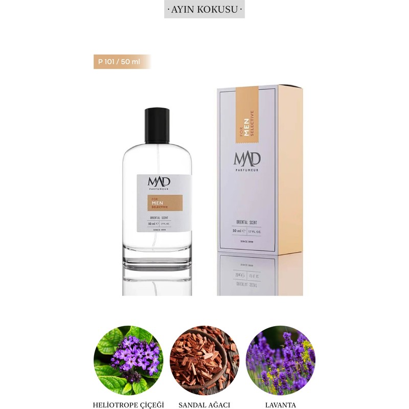 Mad Parfüm Mad P101 Selective 50 ml Erkek Parfüm Oryantal Koku ile Şık ve Kalıcı Kullanım