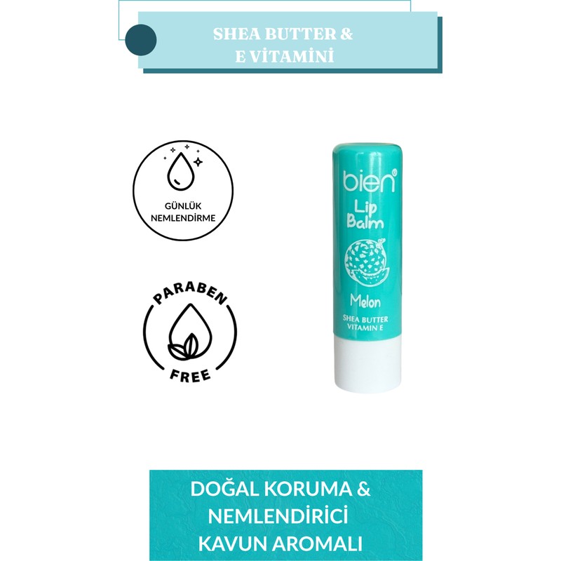 Bien Nemlendirici Çocuk Dudak Bakım Kremi - Lip Balm Shea Butter & E Vitamini 4 Gr.